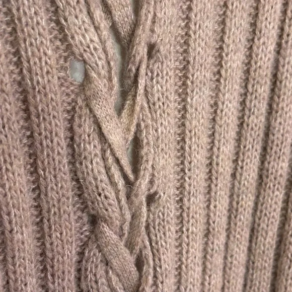 MADE IN ITALY Artsy Minimalist Lagenlook Mohair Wool Blend Ribbed Open Cardigan - Picture 5 of 14